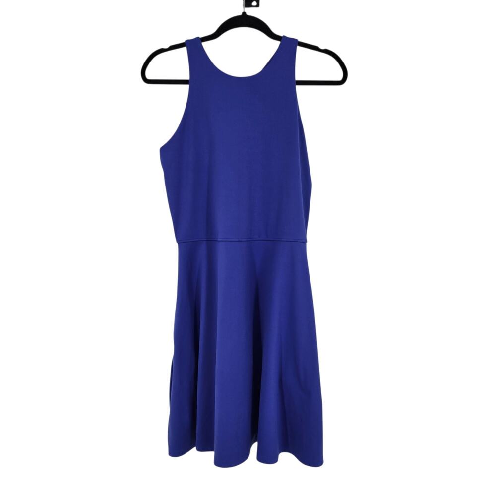 Athleta Lazurite Blue Conscious Crew Neck Racerback Mini Dress W/ Pockets Sz L/T